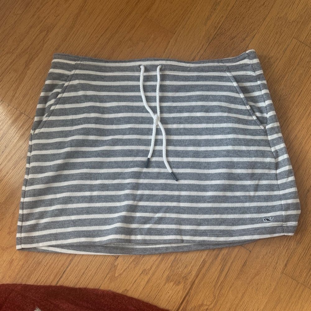 Vineyard Vines Gray and White Striped Mini Skirt